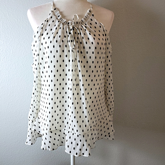 Parker Cold Shoulder Ivory Black Blouse - Picture 2 of 12